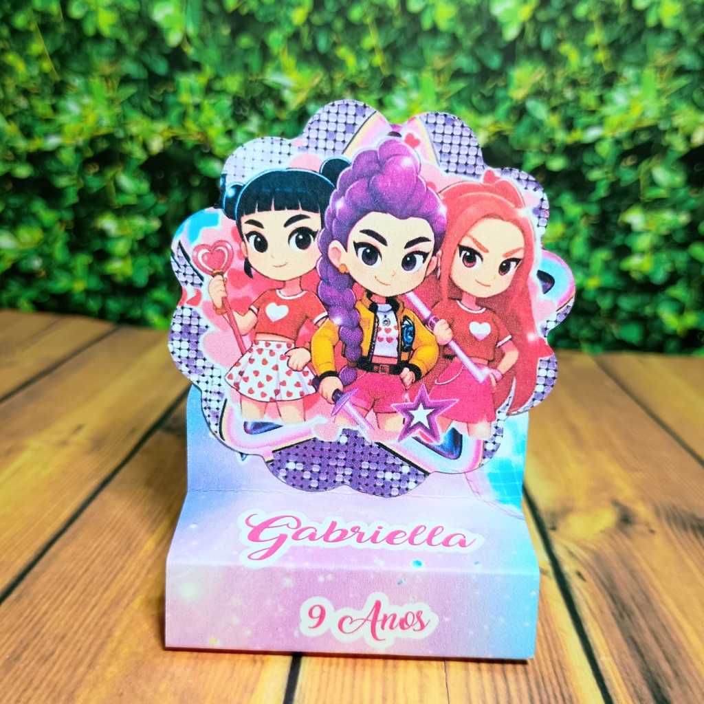 32 Porta Bis Duplo Personalizado Huntrix Guerreiras Do K Pop Lembrancinha Para Festa De Aniversario