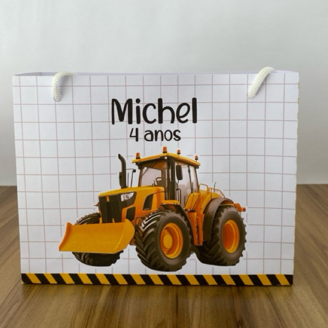 Sacolinha Personalizada Trator - Caminhão - PEGUE E MONTE | Sacola | Lembrancinha de Festa | Aniversário Infantil