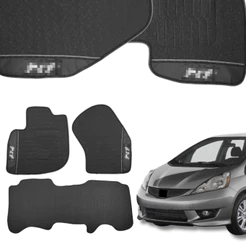 Tapete Compatível com Honda Fit 2009 a 2014 Tapete Premium Emborrachado Preto Personalizado