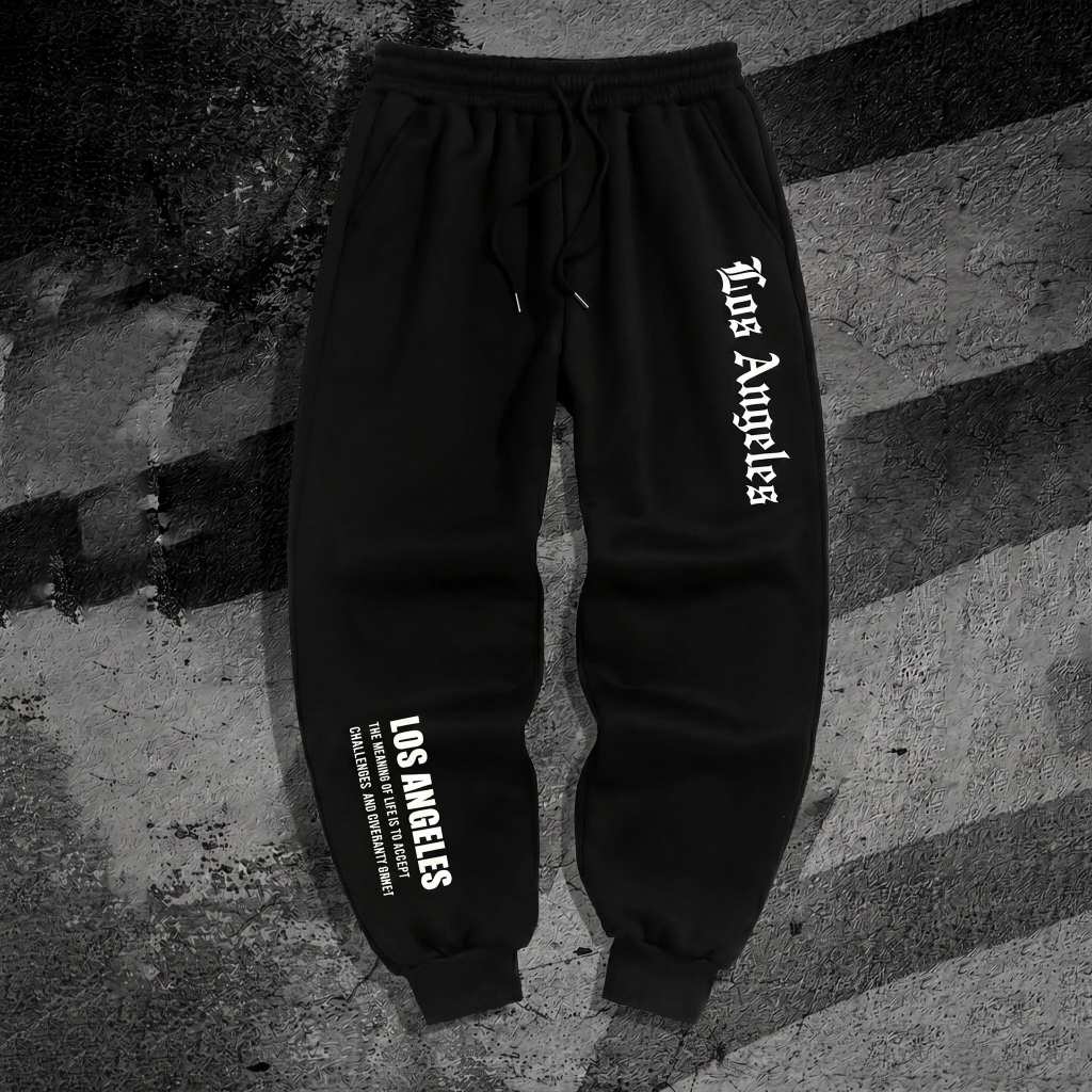 Calça Moletom Algodão Confortável Academia Arte Los Angeles Streetwear Exclusiva Gótico Gym Treino Fitness