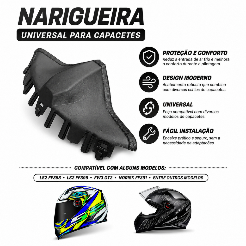 Kit 10 Narigueira Alta Capacete Moto Universal Ls2 FF358 Ls2 FF396 Fw3 Gt2 Fw3 Gt5 — imagem 2 de 2