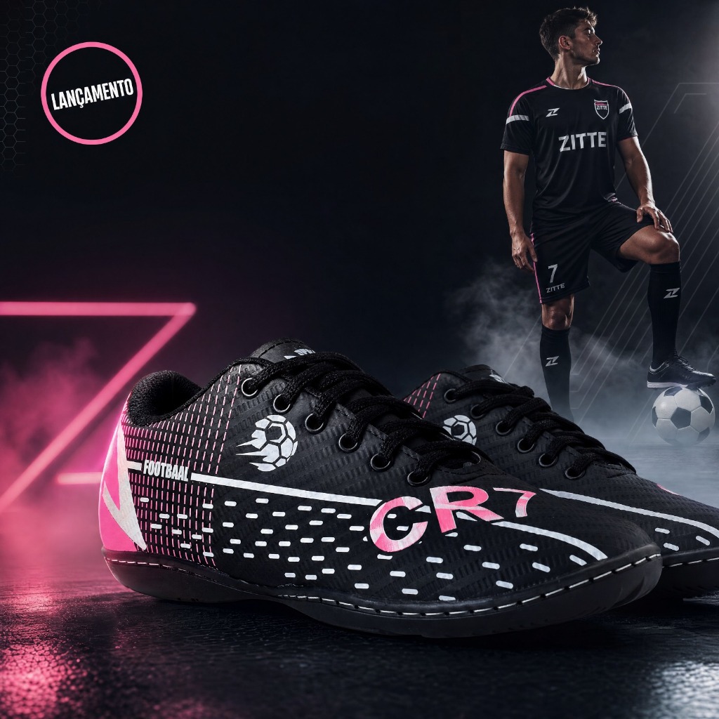 Chuteira Futebol de Salão CR7 Solado para Quadra Promoção por Tempo Limitado