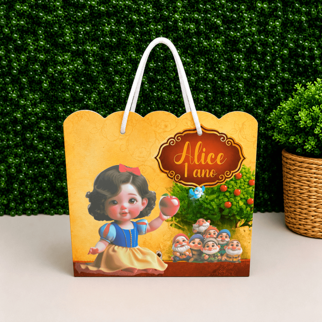 Sacolinha Princesa Branca de Neve Personalizada Festa Aniversário Infantil Lembrancinha Festa