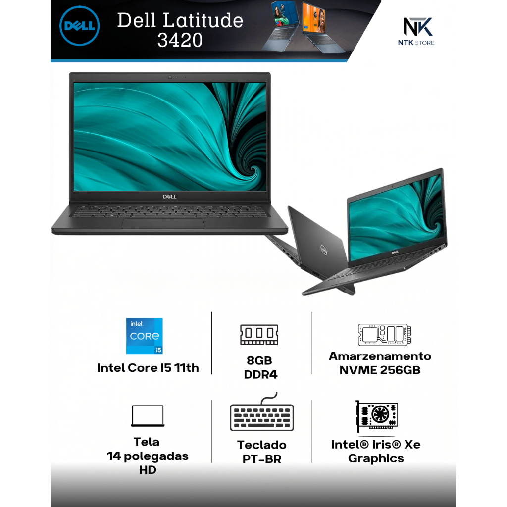 Notebook Dell 3420 Core I5 11th 8gb DRR4 256 ssd