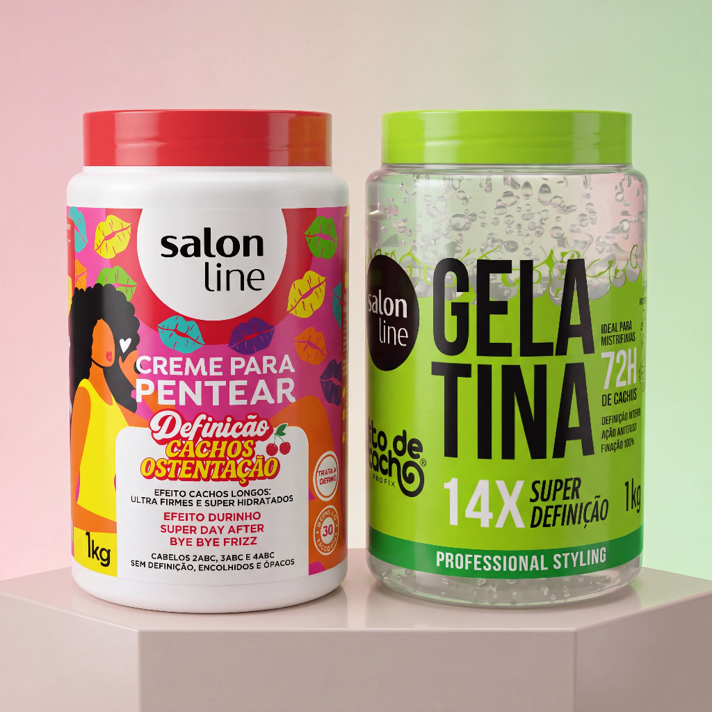 Kit Creme para Pentear Cachos Ostentação + Gelatina Super Definição 1kg