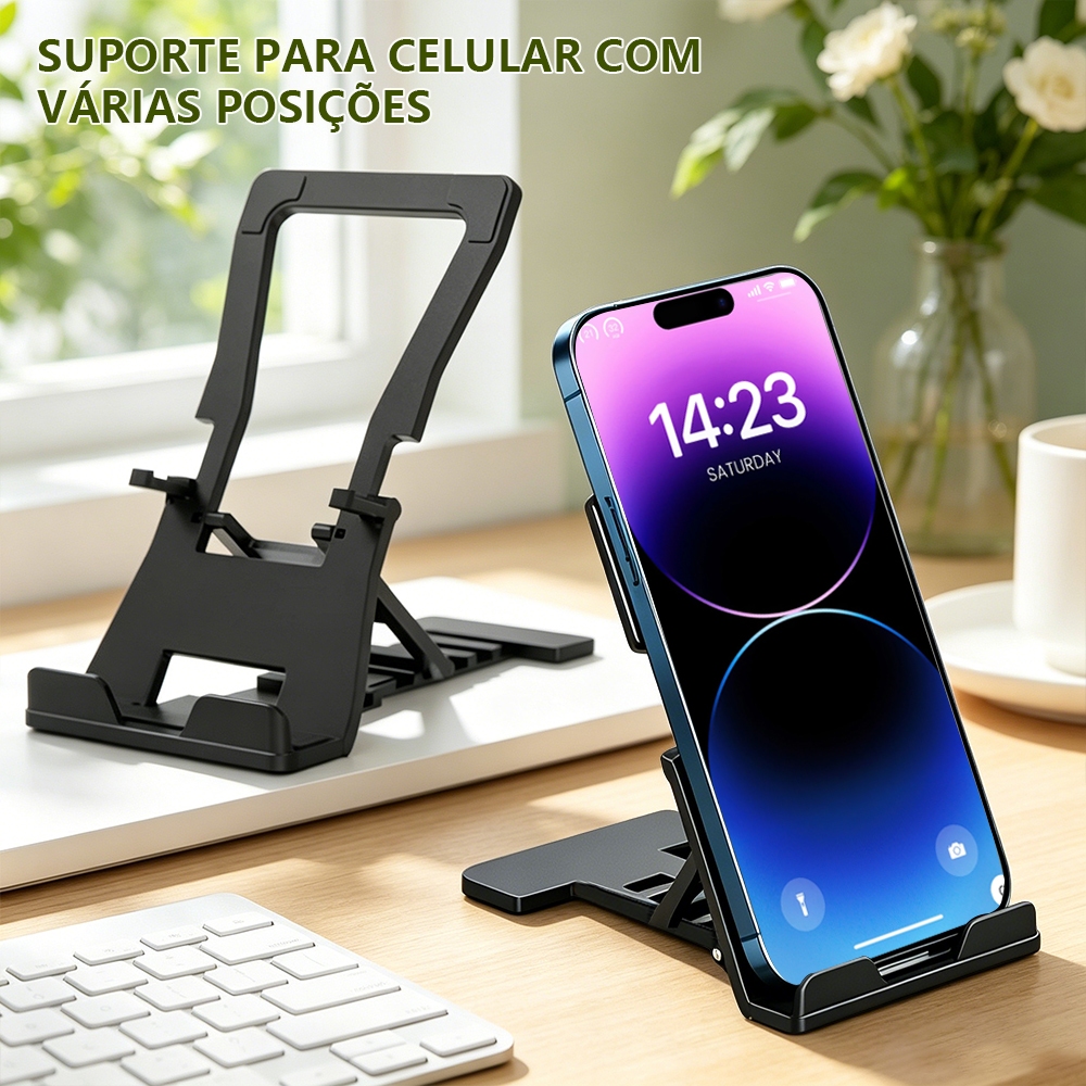 Suporte De Mesa Retrátil E Ajustável Para Celular Smartphone Tablet E Ipad Portátil Para Escritório E Casa