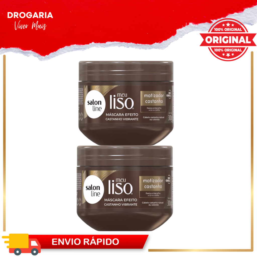 2 Unidades Máscara Matizadora Meu Liso Castanho Vibrante Salon Line 300g