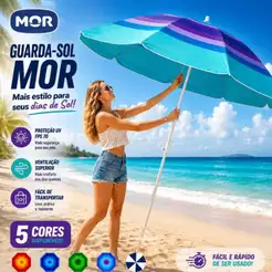 Guarda Sol Grande Praia Piscina com Proteção UV Resistente ao Vento Portátil Grande Colorido Saca Areia