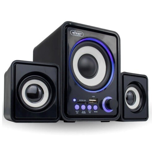 Caixa de Som Subwoofer 2.1 Bluetooth Mini Radio FM USB Cartao SD para PC Notebook KNUP KP-6017BH