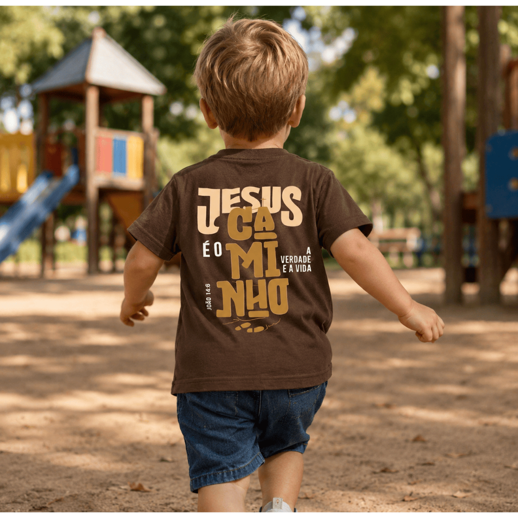 Camiseta Infantil Cristã João 14:6 100% Algodão Juvenil Estilosa Jesus é o Caminho Confortável Prem