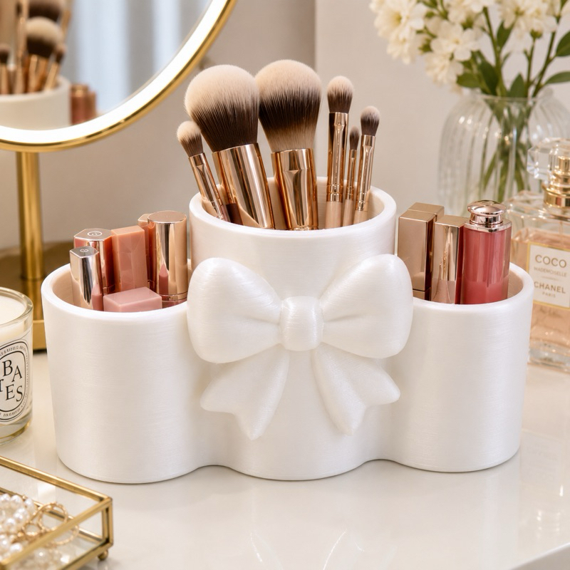 Organizador de maquiagem com laco elegante