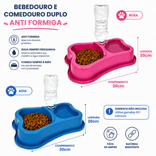Comedouro Bebedouro  Cão Gato Coelho Duplo Anti Formiga 1100ml comedor Pet Cachorro