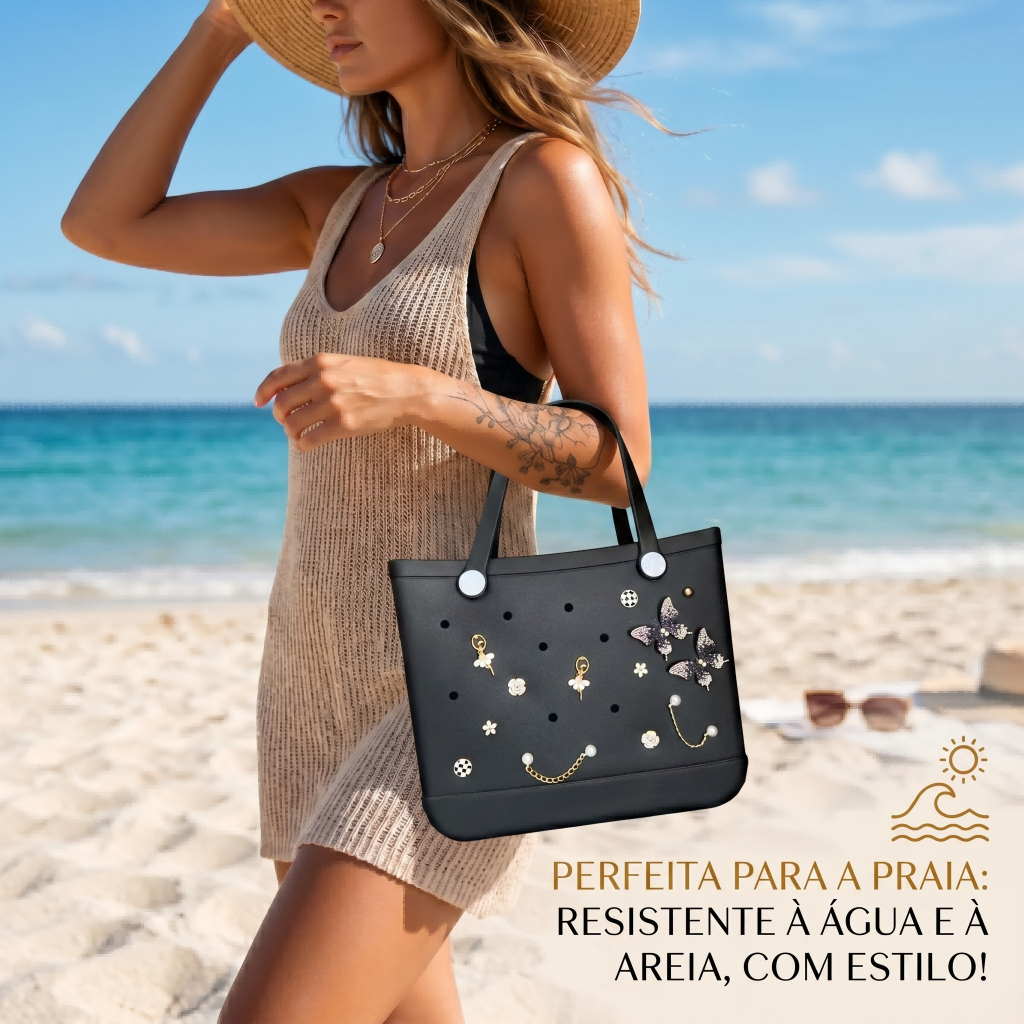 Bolsa EVA Charms Reforçada Grande Praia Piscina Impermeável Resistente Versátil