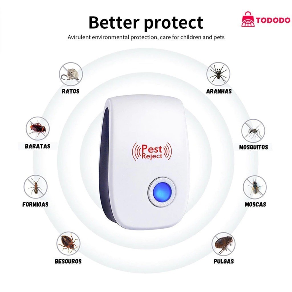 Aparelho Repelente Ultrassonico Tomada Silencioso Contra Mosquitos Formigas E Baratas Seguro Pets Bebes