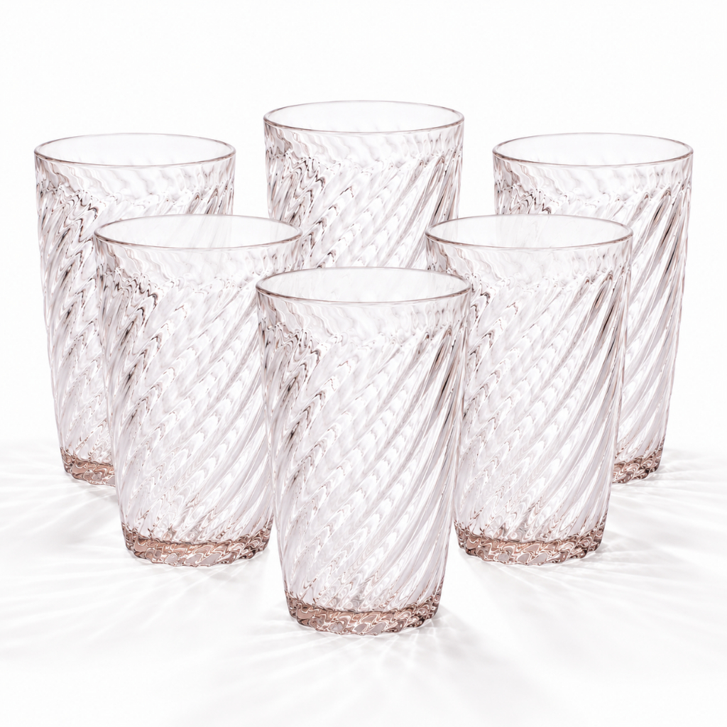 Jogo De Copo Conjunto 6 Copos Conjunto Copos Alto Acrilico Twist Kit 6 Copos Para Suco Agua 460ML