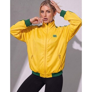 Jaqueta Brasil Feminina Com Zíper Gola Alta Blusa Seleção Brasileira Moda Blogueira Tendência Eleição 2026
