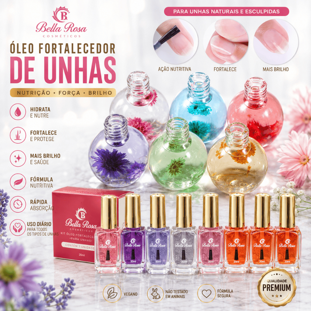 Óleo Hidratante de Cutículas com Flores Nails Bella Rosa Revitalizador