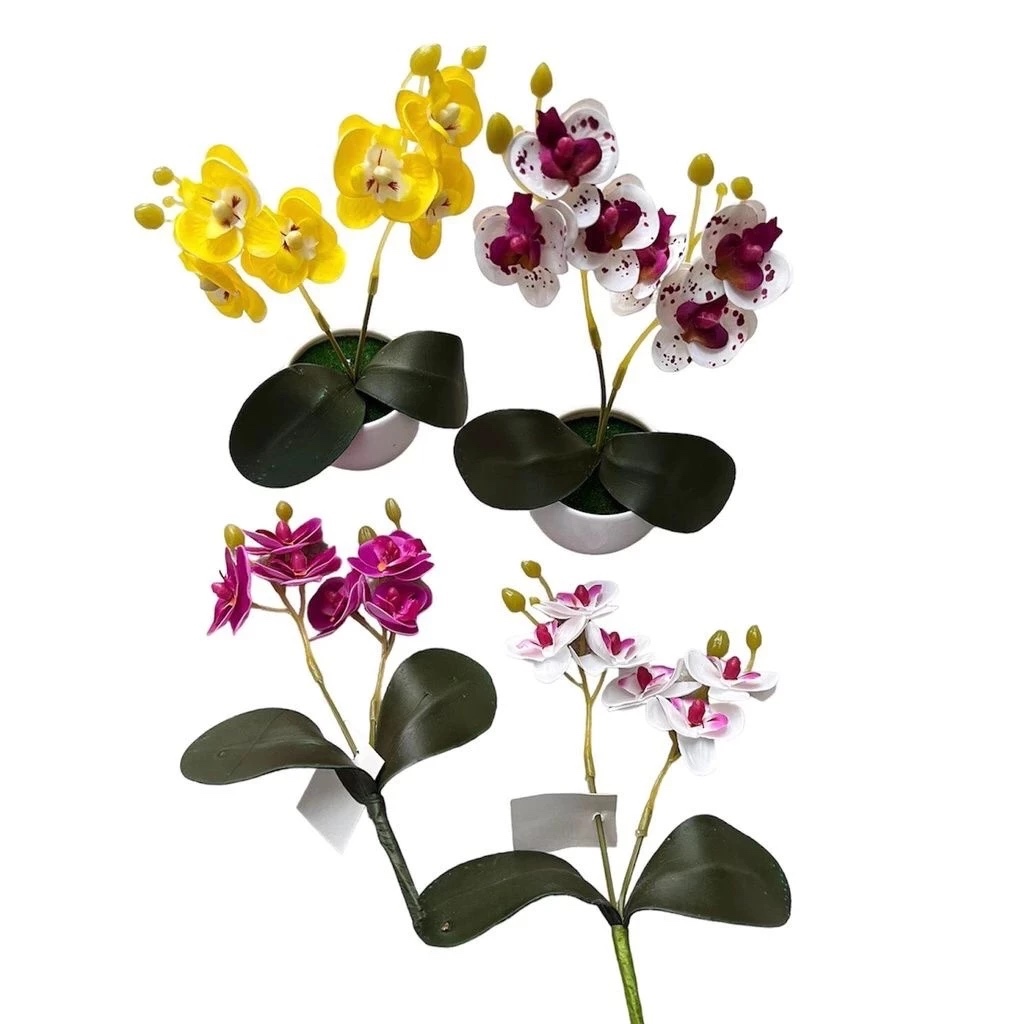 Arranjo Completo de Mini Orquídea Artificial em Vaso Decorativo