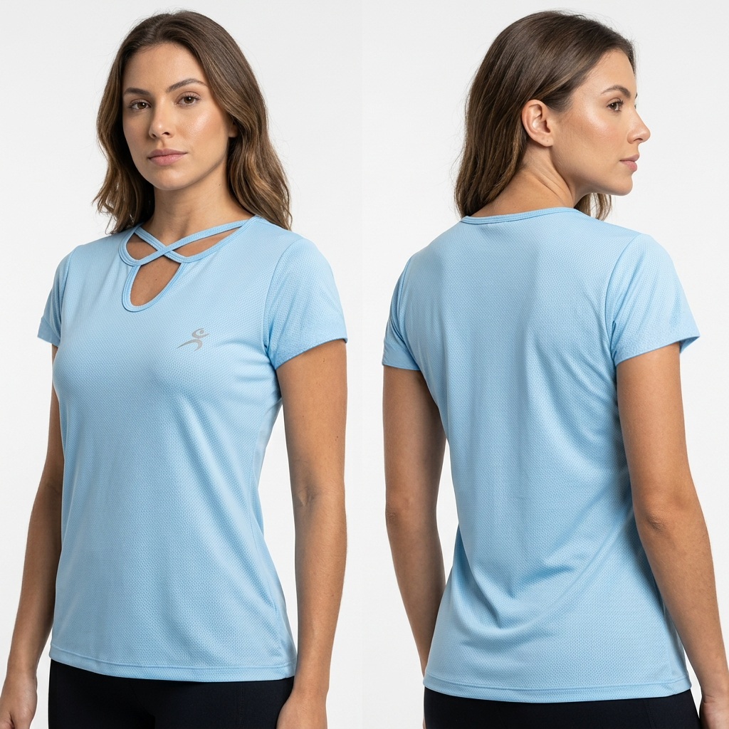 Blusa Feminina Fitness Dryfit Gola Tiras Cruzadas Academia Treino