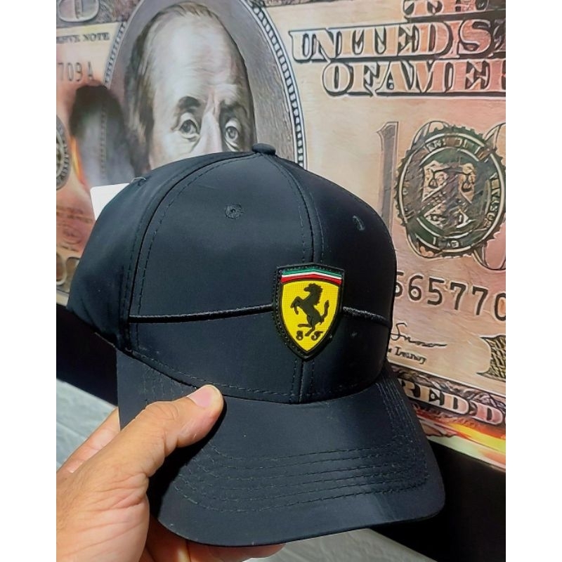 Boné Ferrari Masculino Preto Premium Aba Curva Ajustável Estilo Esportivo Casual Trucker Snapback