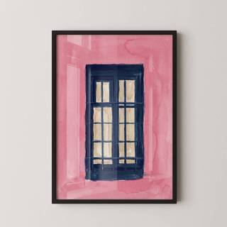 Quadro Decorativo Arte Minimalista Janela Com Moldura