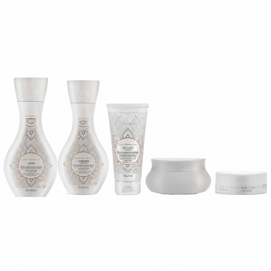 Amend Kit Millernar Óleos Marroquinos Sh. e Cond. + Másc. 300g + Balm 180g + Proteína Capilar 100g