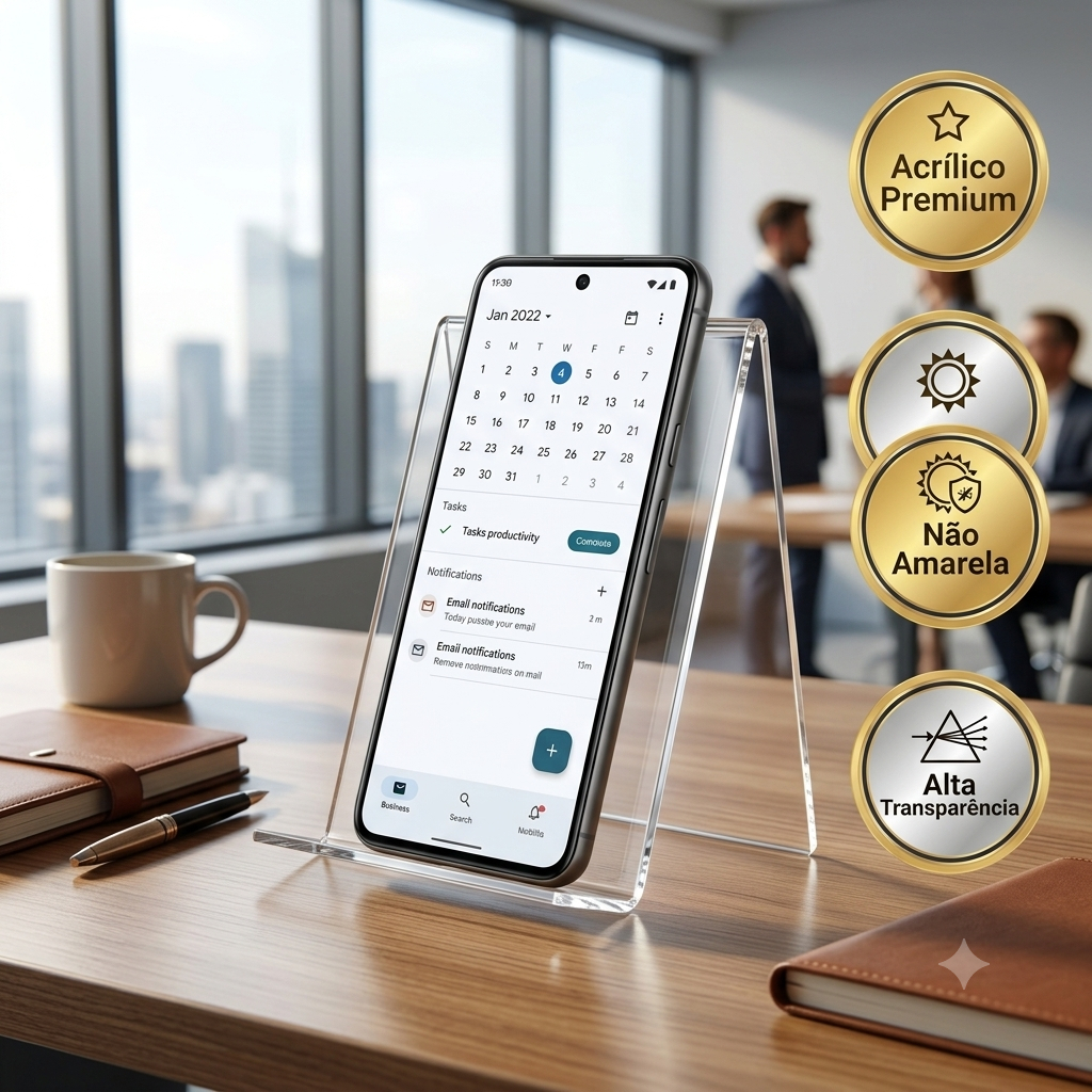 Suporte Expositor Acrílico para Celular Display de Mesa Porta Smartphone Vitrine Transparente
