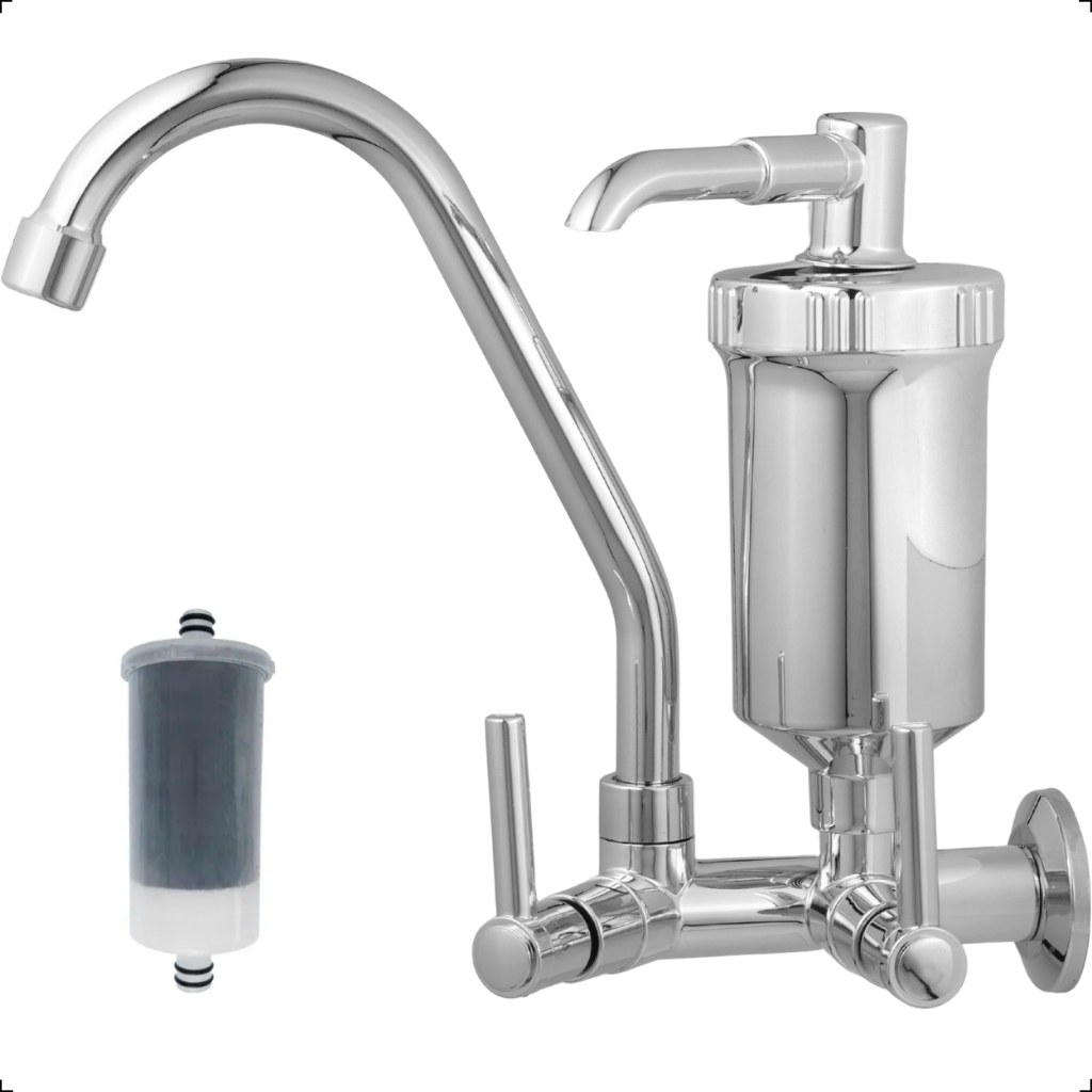 Torneira Gourmet Cozinha Parede Com Filtro Bica Móvel ABS Cromada Para Pia Área Gourmet Luxo Prata