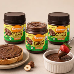 Kit 3 Potes de Creme de Avelã Zero Açucar Crocante Sem Glúten Chocolate Cacau 150g Flormel