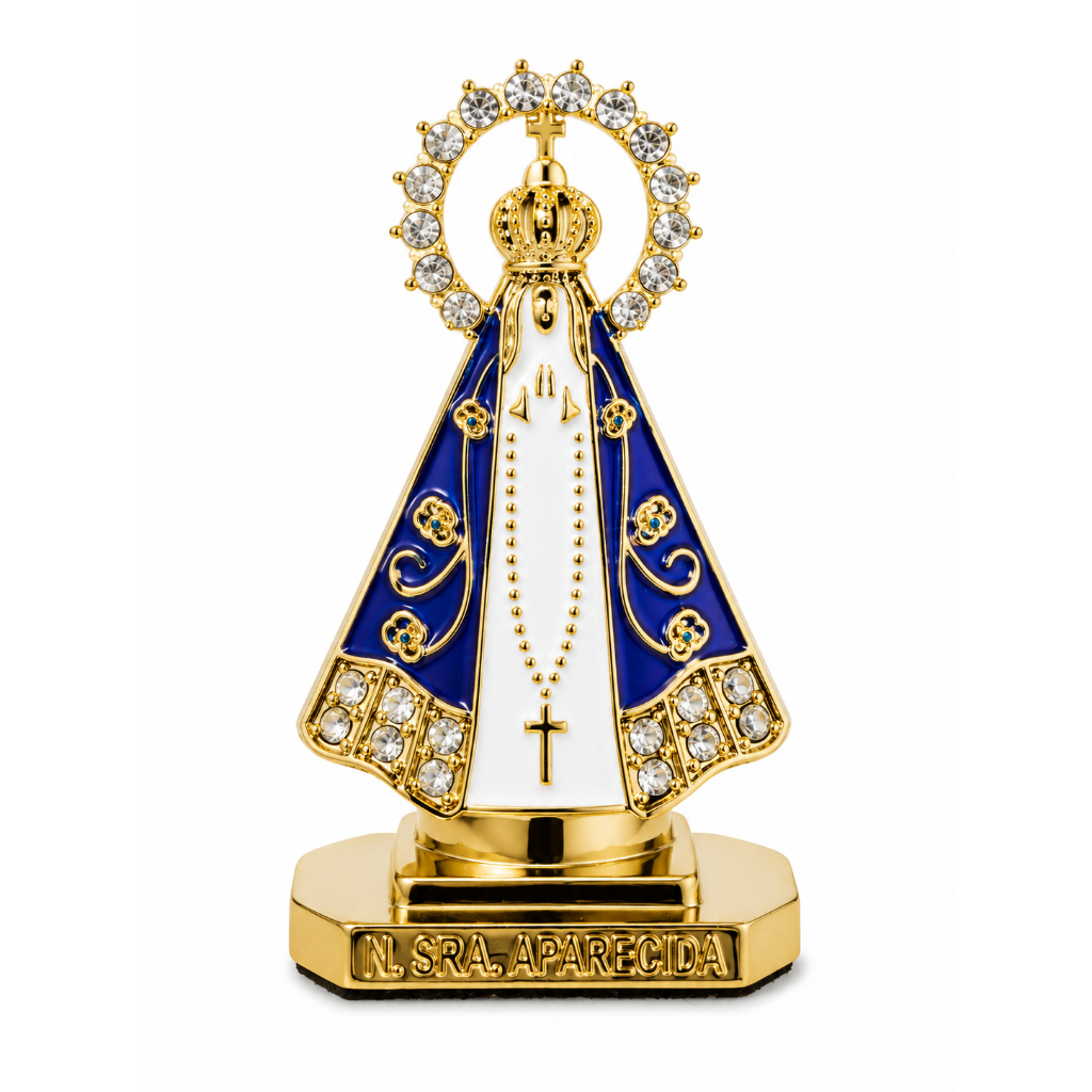 Enfeite de Painel imagem de Nossa Senhora Aparecida Grande – Metal Dourado Autocolante
