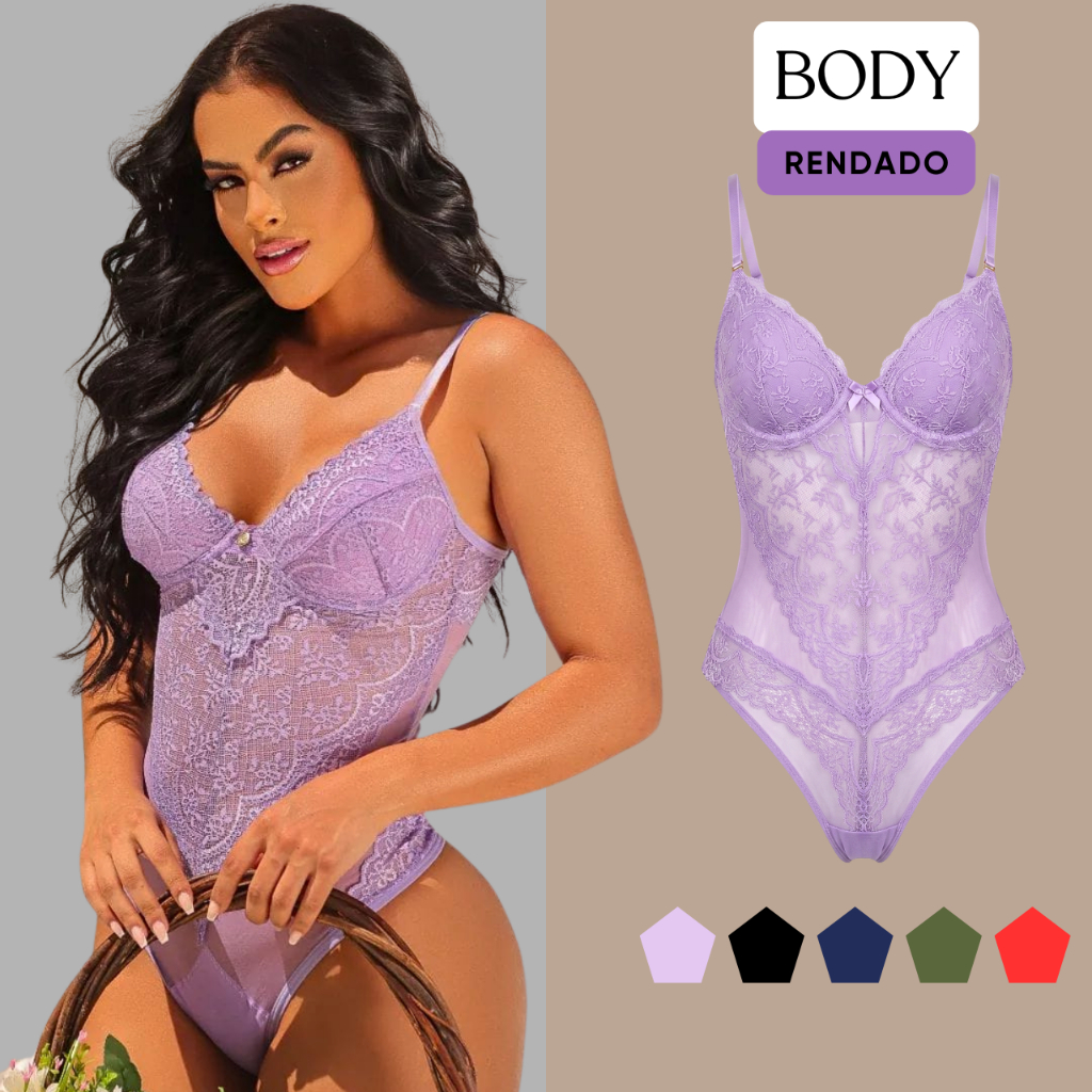 Body Tule Feminino Renda Decotado Bory Cavado Sem Bojo Com Aro Look Festa Noite Lingeries Sensuais