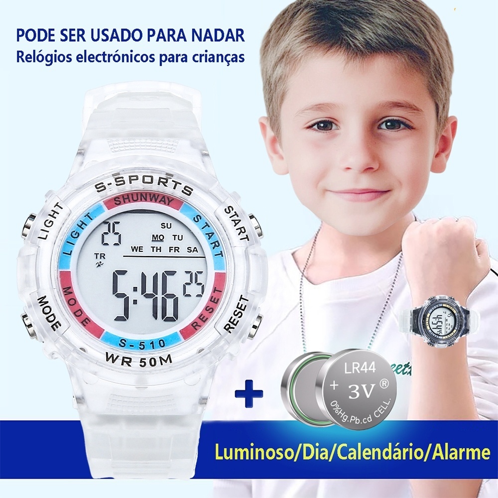 Relógio Digital Infantil Profissional A Prova D'água Multifuncional Com Luz LED Elegante E Versátil