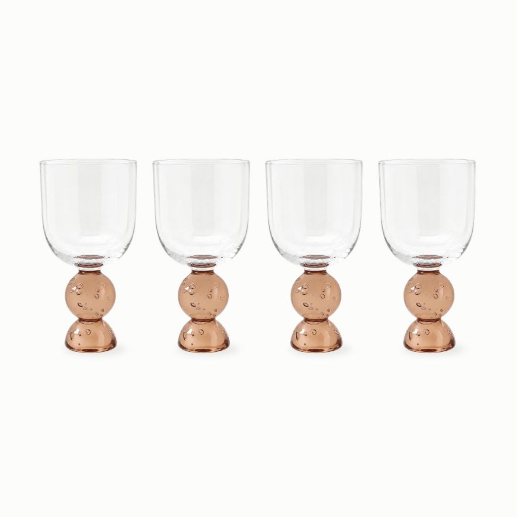 Kit com 4 taças bubble glass  âmbar esfera 400 ml