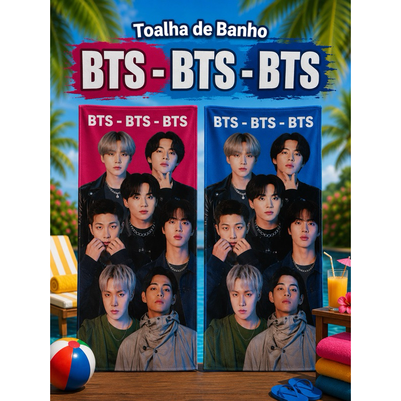 Toalha de Banho e Praia Estampadas Banda Musical Internacional