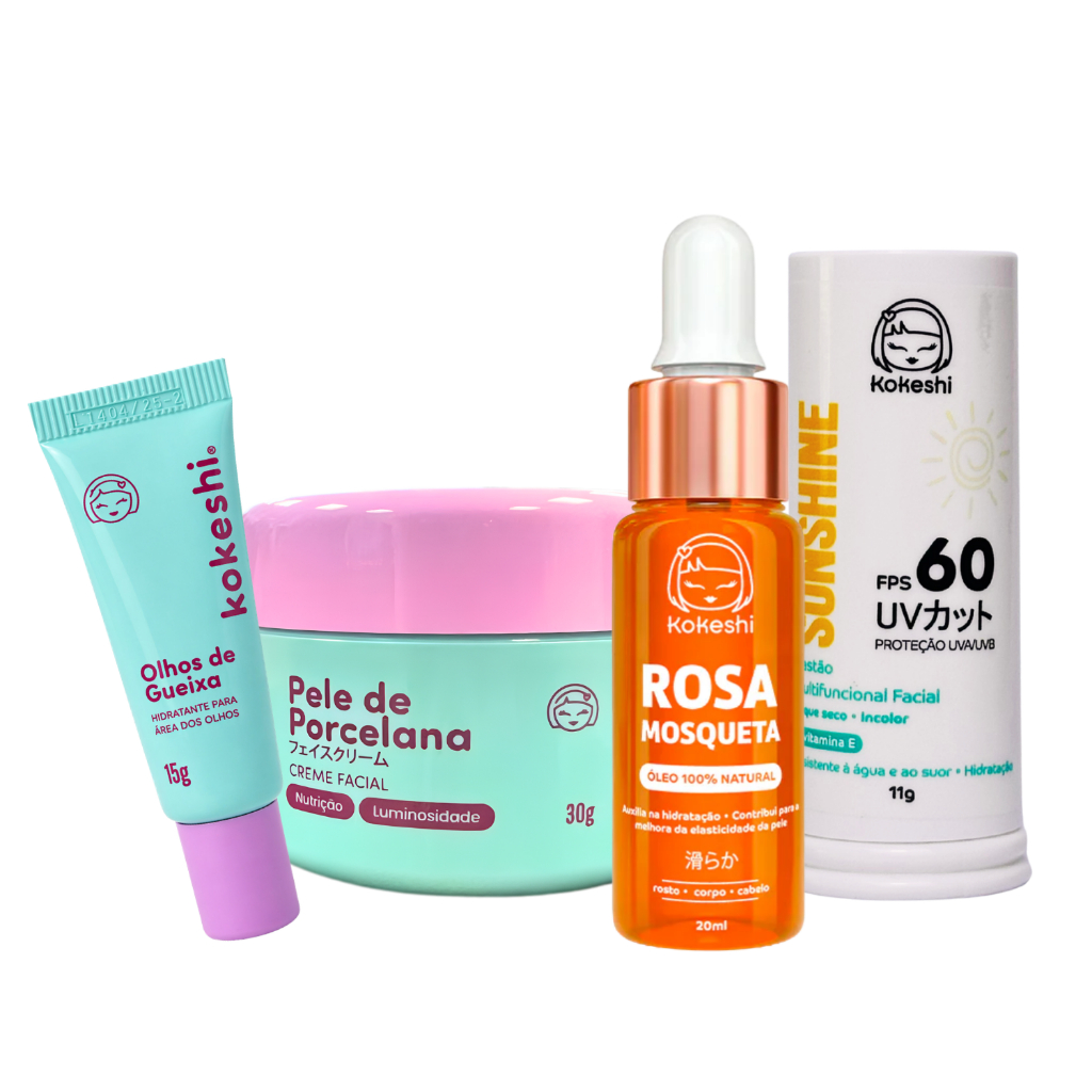 Kit Bastão Facial FPS60 Renovadores Rosa Mosqueta Kokeshi