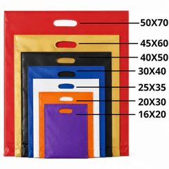 100UN Sacolas Plástica 16X20/20X30/25X35/30X40/40X50 Boca de Palhaço/Alça Vazada Sacola Lembrancinha