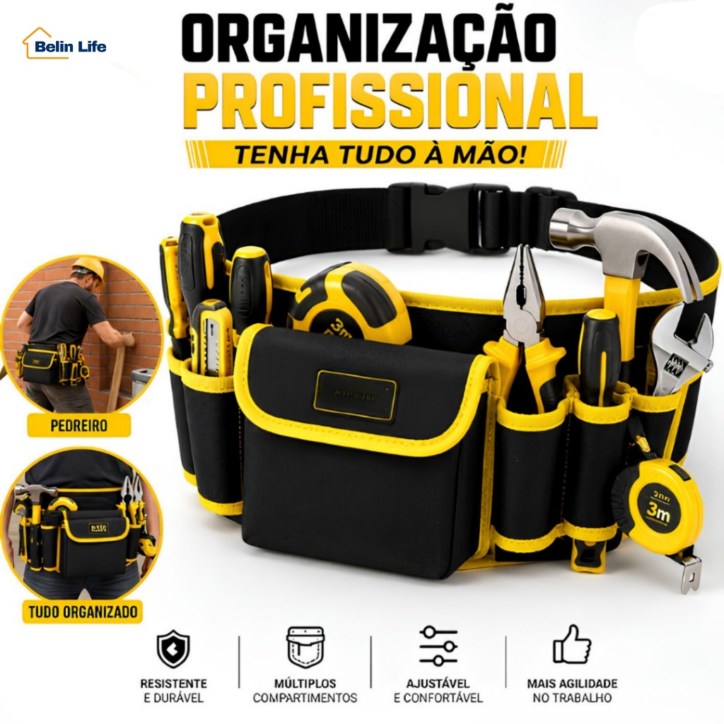 Bolsa Porta Ferramentas De Cinto Tecido Oxford Resistente Luatek LWJ-2260