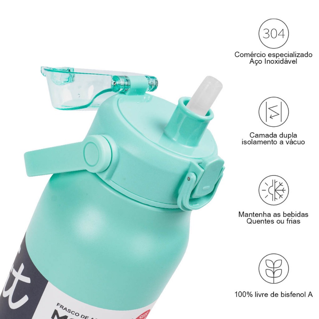 Modus Garrafa Térmica Esportiva 1700ml Aço Inox Grande Capacidade Antivazamento Com Alça Para Academia Camping Viagem · foto 2