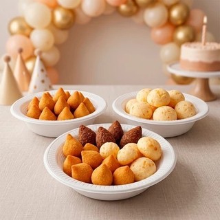 Prato Fundo Cumbuca Descartável 15cm Branco para Petiscos / Salgados 10 Unidades
