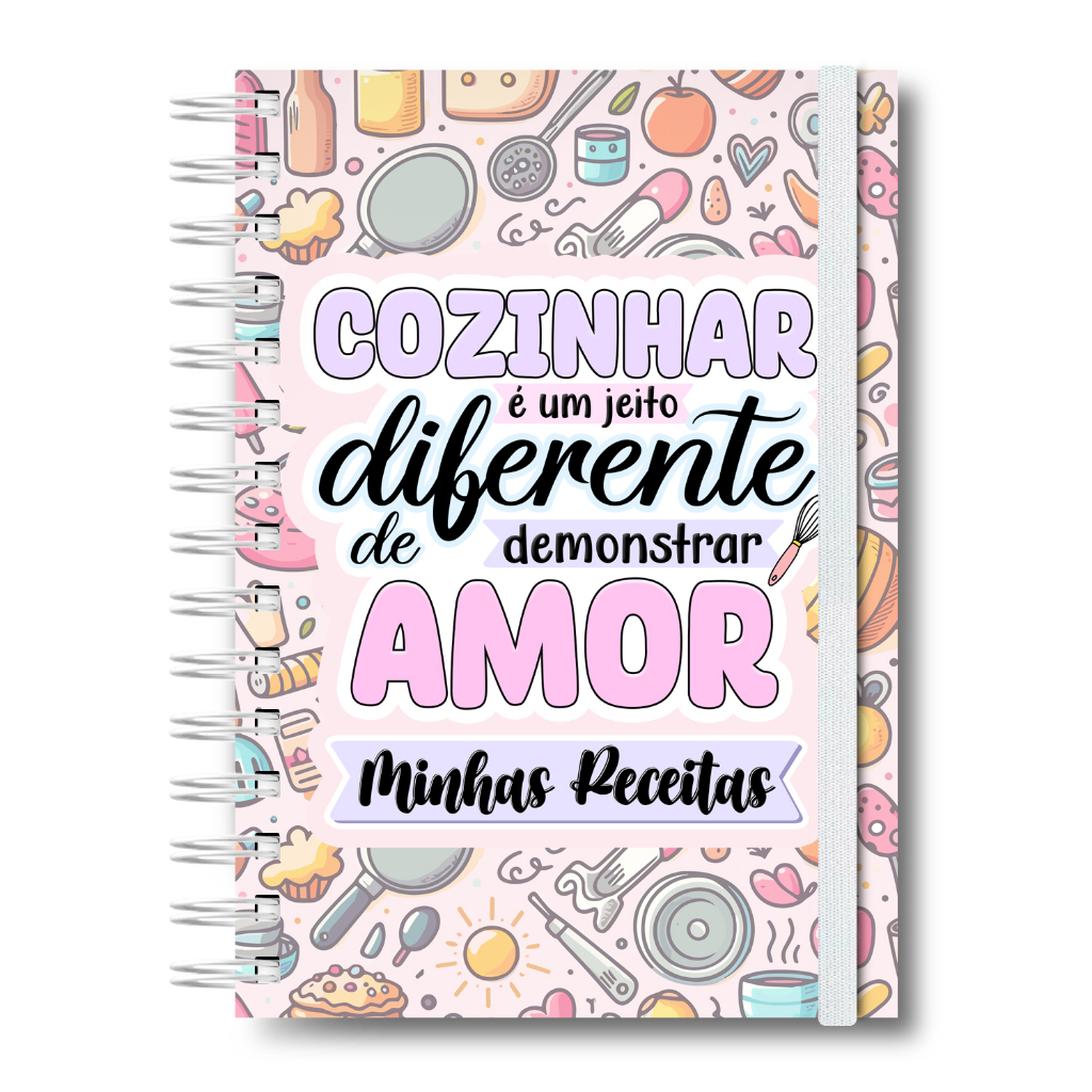 Meu Caderno Culinária Capa Dura 200 Páginas Wire-o Branco Anotação Receitas