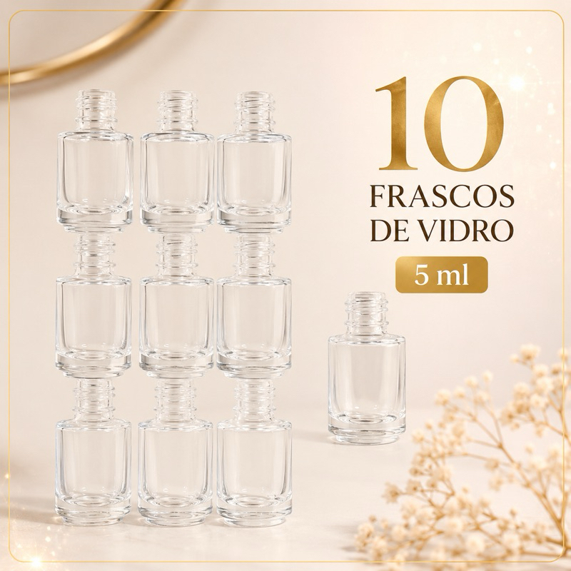 10 Frascos de Vidro Redondo 05 ml - R.:13/410 Decant Embalagem Lembrancinha Artesanato