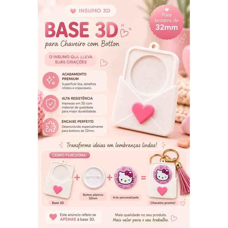 Insumo para Bottom 32mm | Base para Chaveiro Personalizado com Foto
