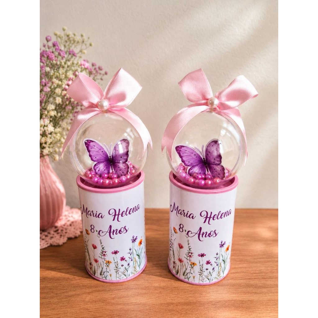 Cofrinho Jardim das Borboletas Personalizado Lembrançinha de Festa infantil Aniversário