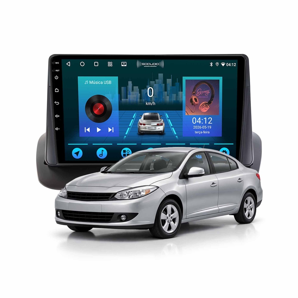 Multimídia 9 Polegadas Renault Fluence Carplay Android Gps Bluetooth 2ram+64gb