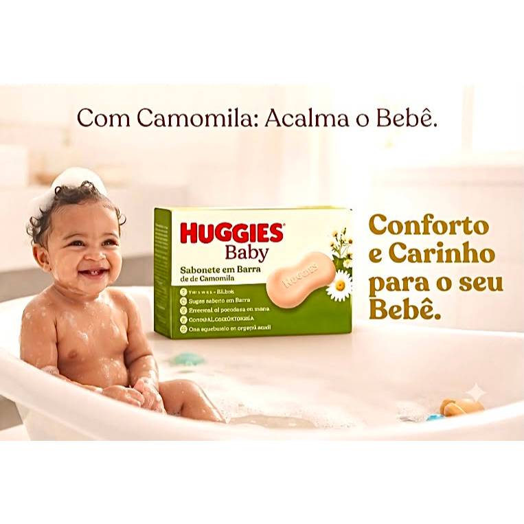 Imagem Sabonete Huggies Baby Barra Chá de Camomila 75g Bebê Recém-Nascido Original - Calmante e Relaxante .