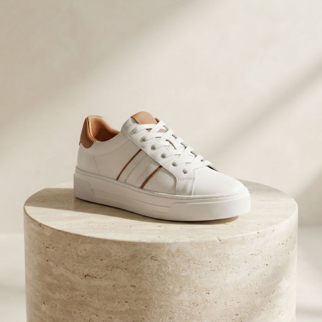 Tênis Feminino Casual Plataforma Branco Caramelo Flatform Conforto Antiderrapante
