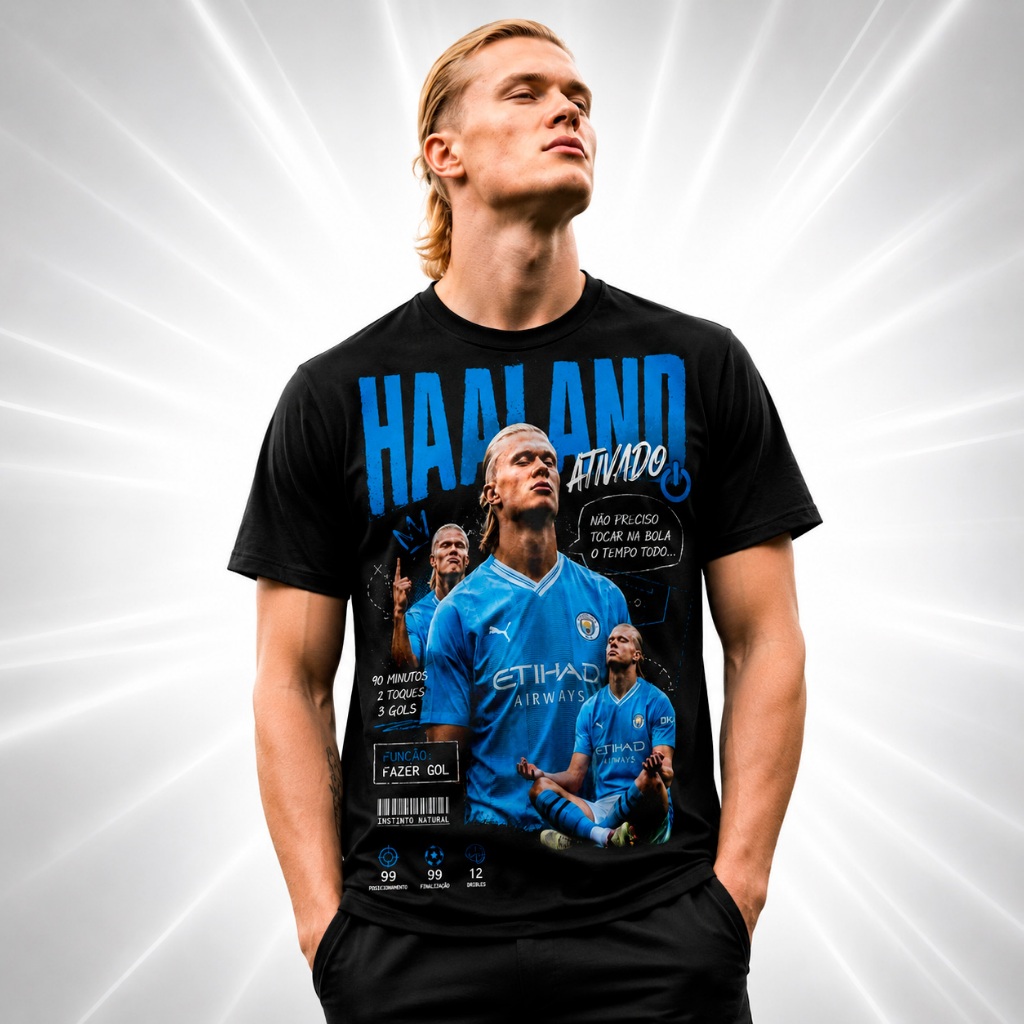 Camiseta Haaland Craque Noruega Futebol Streetwear Dry Fit Premium