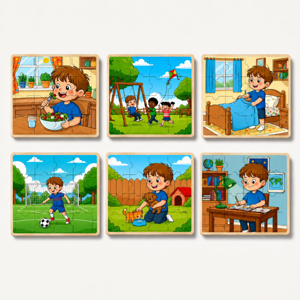Kit 6 Quebra Cabeça Infantil Jogo Educativo MDF Pedagógico Escolha Tema Brinquedo Didático