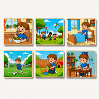 Kit 6 Quebra Cabeça Infantil Jogo Educativo MDF Pedagógico Escolha Tema Brinquedo Didático