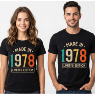 Camiseta Tshirt Algodão MANDE IN 1979 1978 1977 1976 1975 1973 1972 1971 1970  Estampa Estilo Retrô personalizado